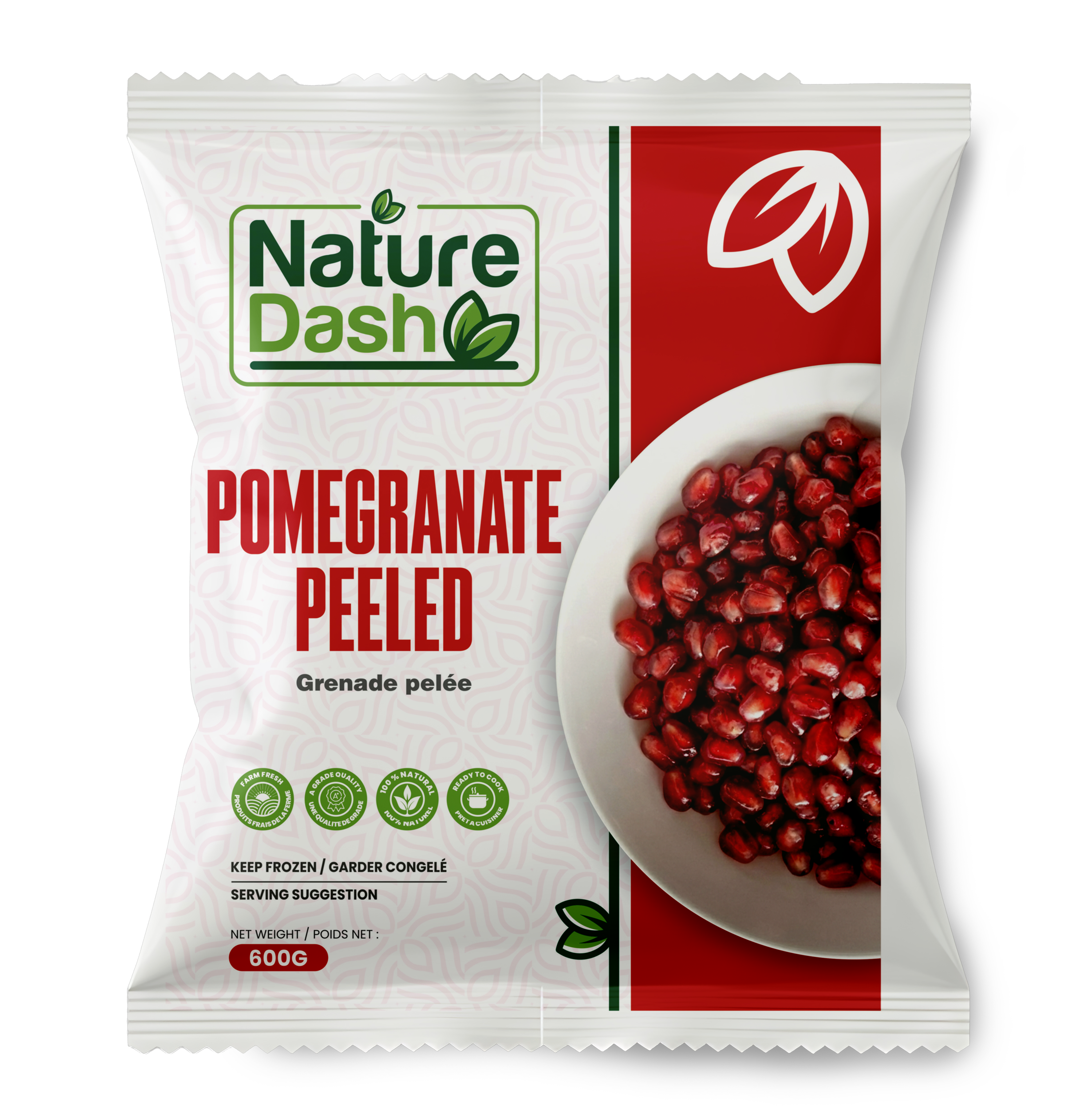 Nature Dash Frozen Pomegranate Arils 600G | Peeled Ready-to-Eat Premium Pomegranate