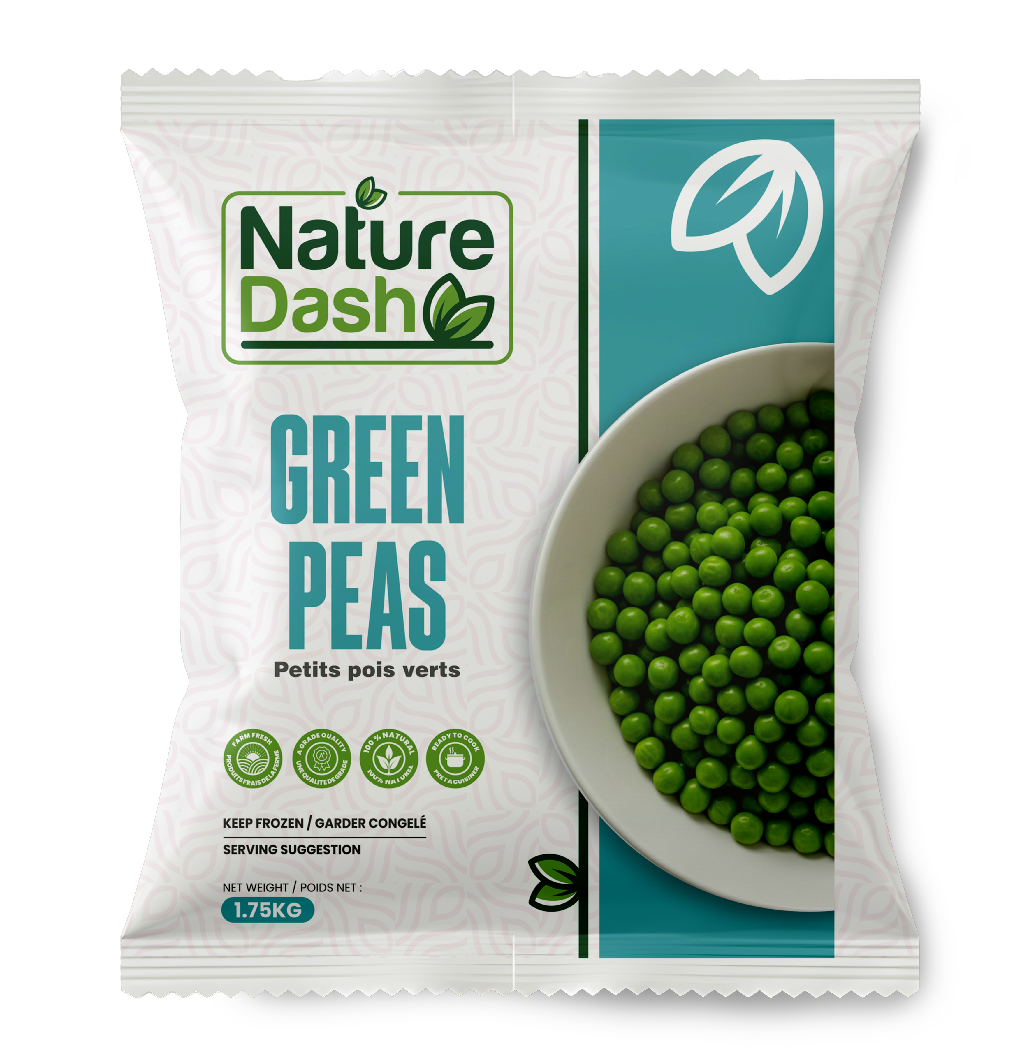 Nature Dash Frozen Green Peas 1.75KG | Premium Ready-to-Cook Green Peas