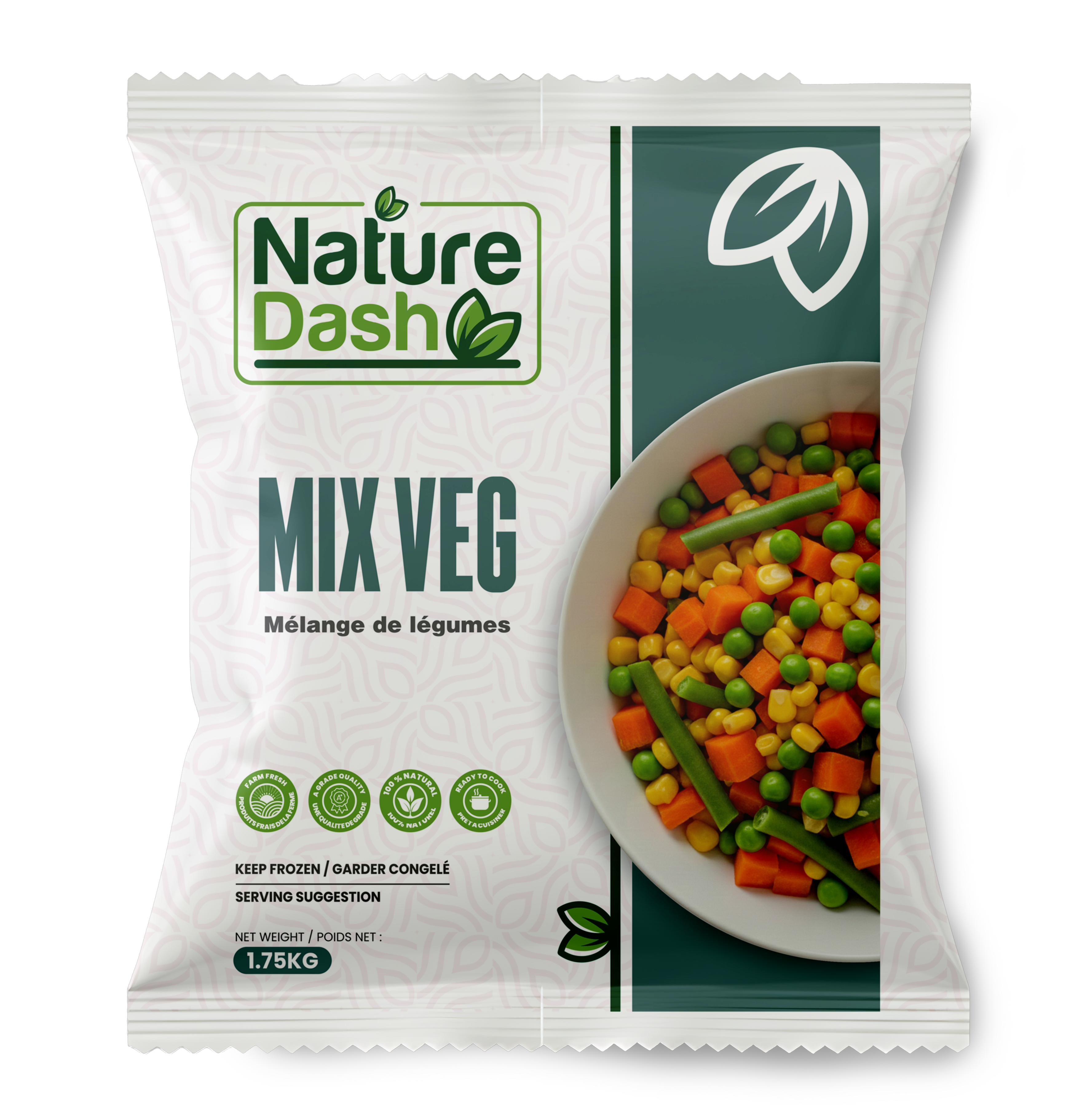 Nature Dash Frozen Mixed Vegetables 1.75KG | Premium Ready-to-Cook Mix Veg
