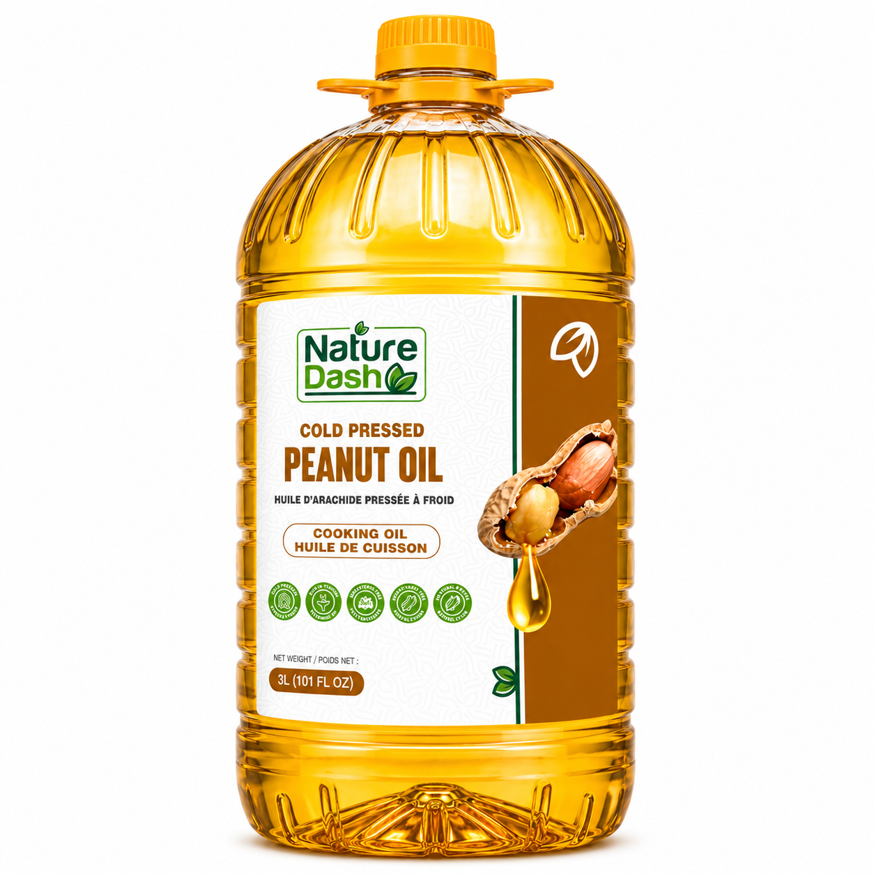 Nature Dash Cold Pressed Peanut Oil | Premium Healthy Cooking Oil | 1L & 3L